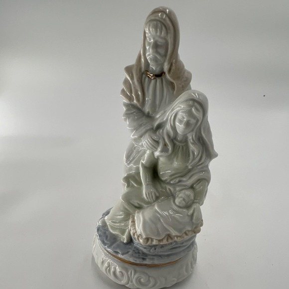 Other - Porcelain Nativity Scene Music Box Figurine Decorative Collectible Wind-Up Base